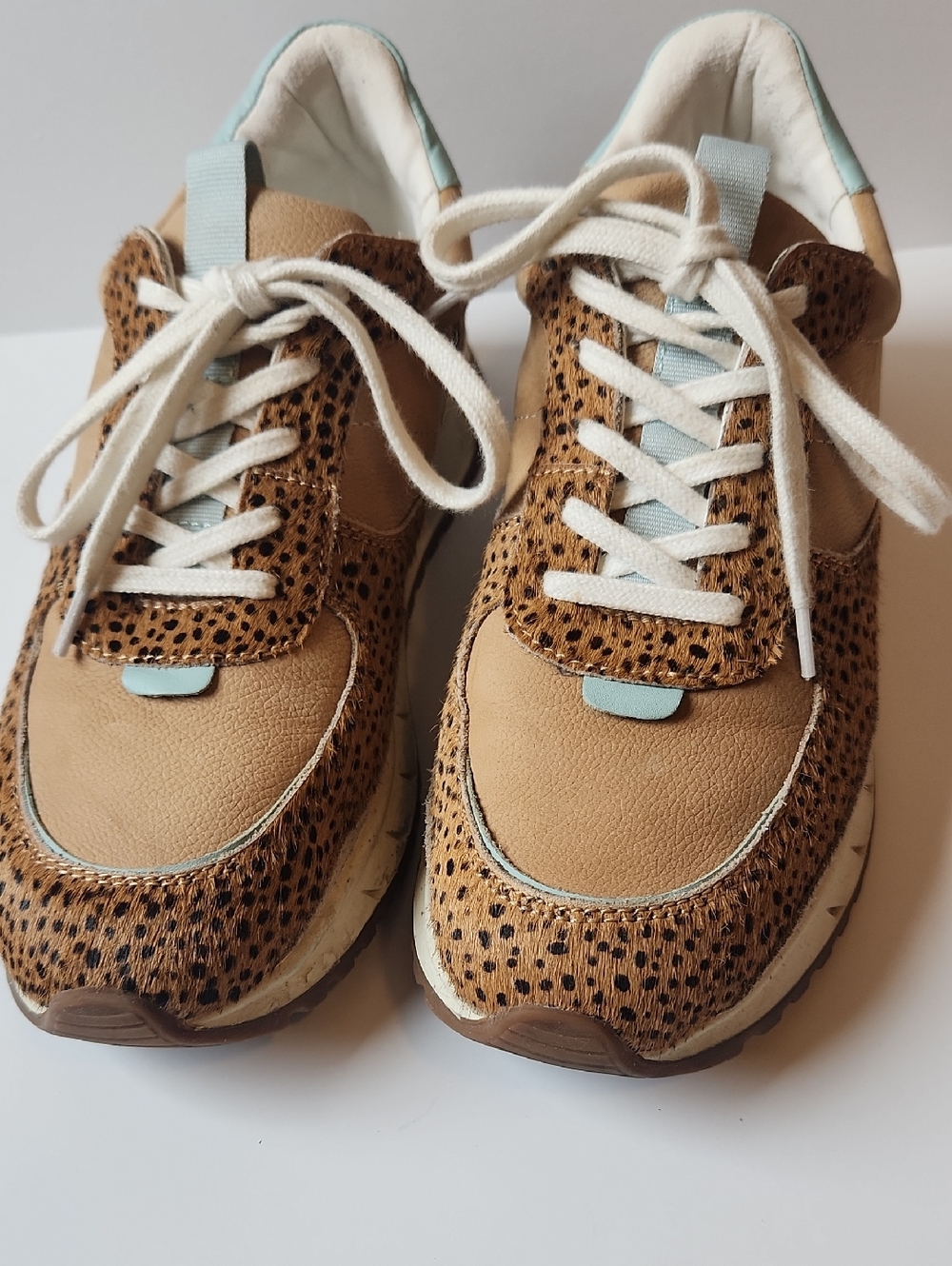 Madewell Leopard Print Sneakers Brown/black/blue Trim Womens Size 8M - Picture 2 of 9